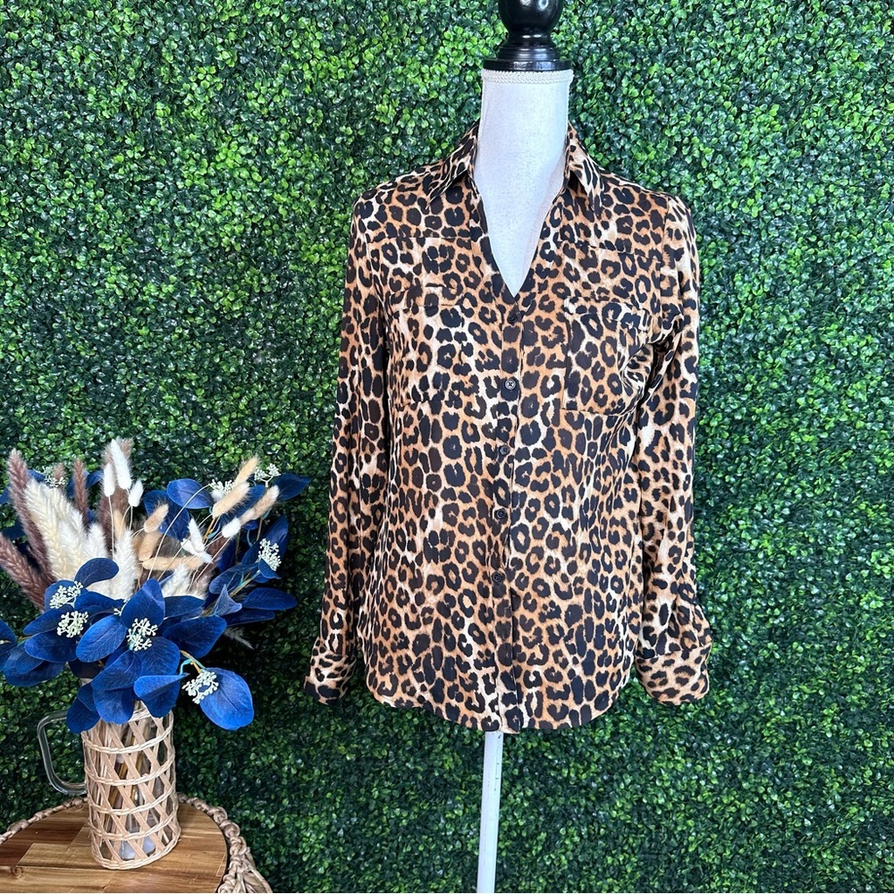 Express animal print button Down portofino Shirt nwot‎